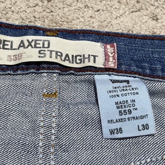 VTG Y2K Levis 559 Jeans Mens 36x30 Light Wash Relaxed Trademak Tab Skater Grunge - Picture 10 of 11